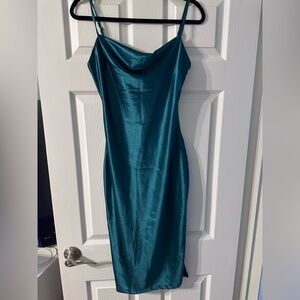 Elegant Teal Satin Dress